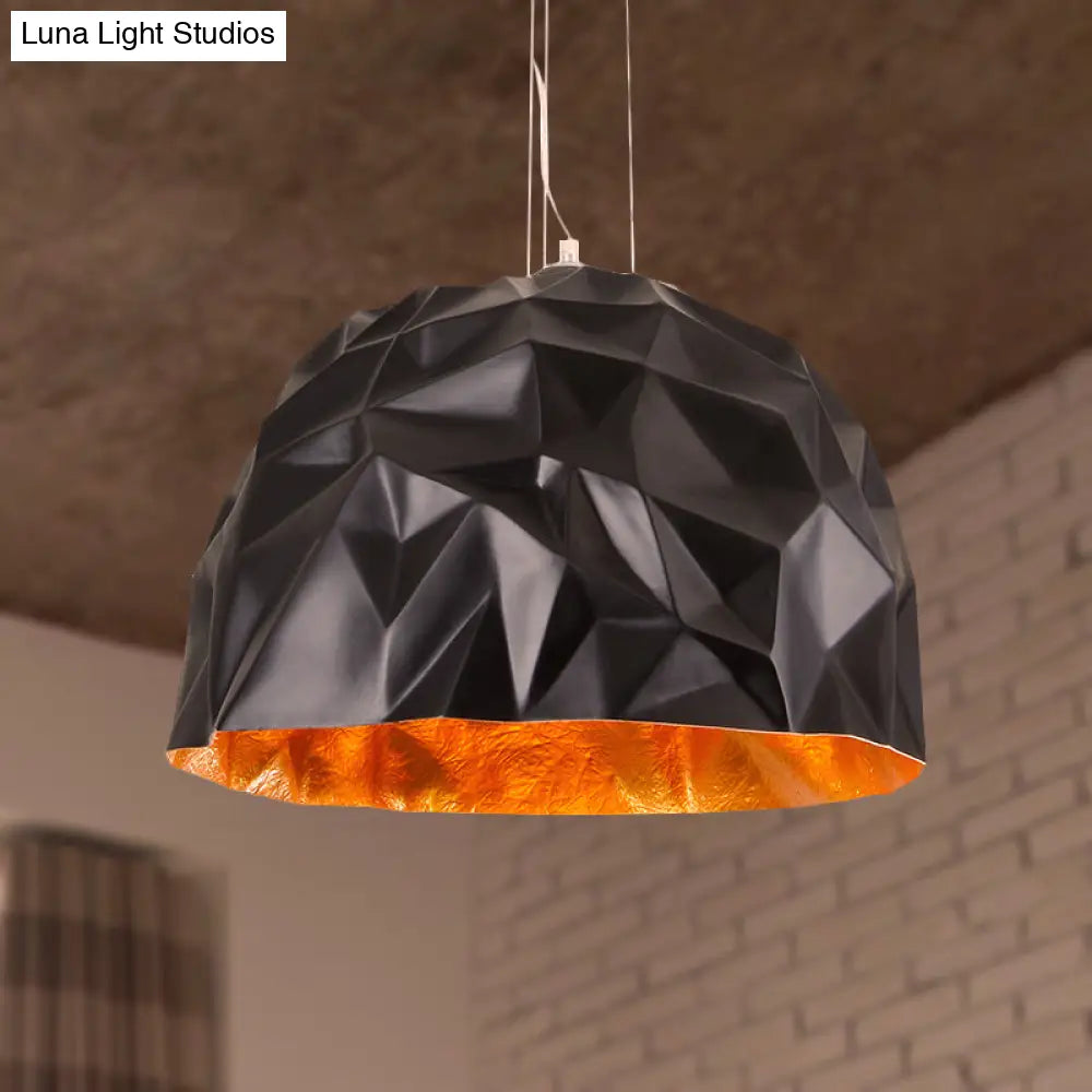 Loft Style Metallic Domed Pendant Ceiling Light Available In Black Or White - 16/19.5 Diameter Ideal