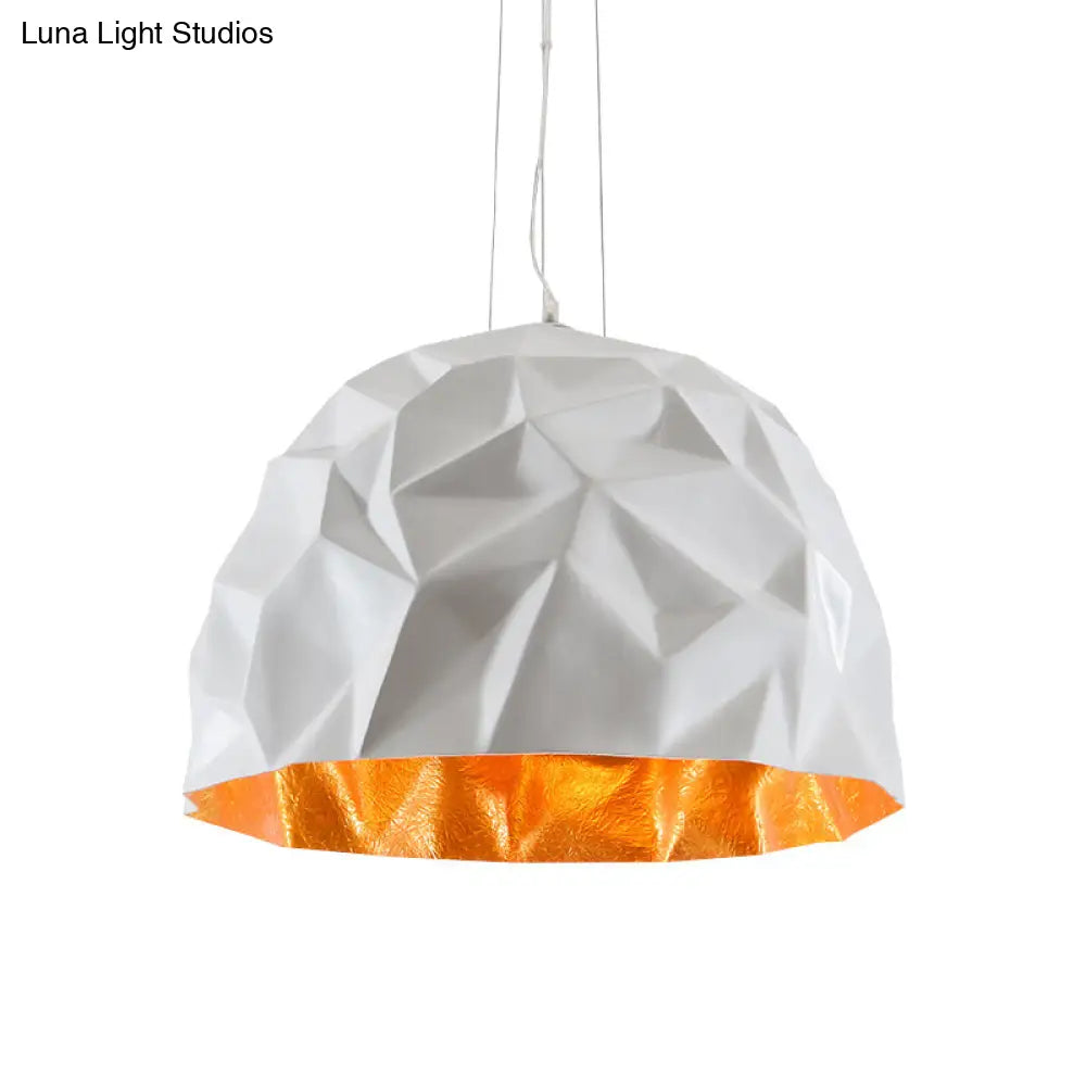 Loft Style Metallic Domed Pendant Ceiling Light Available In Black Or White - 16/19.5 Diameter Ideal