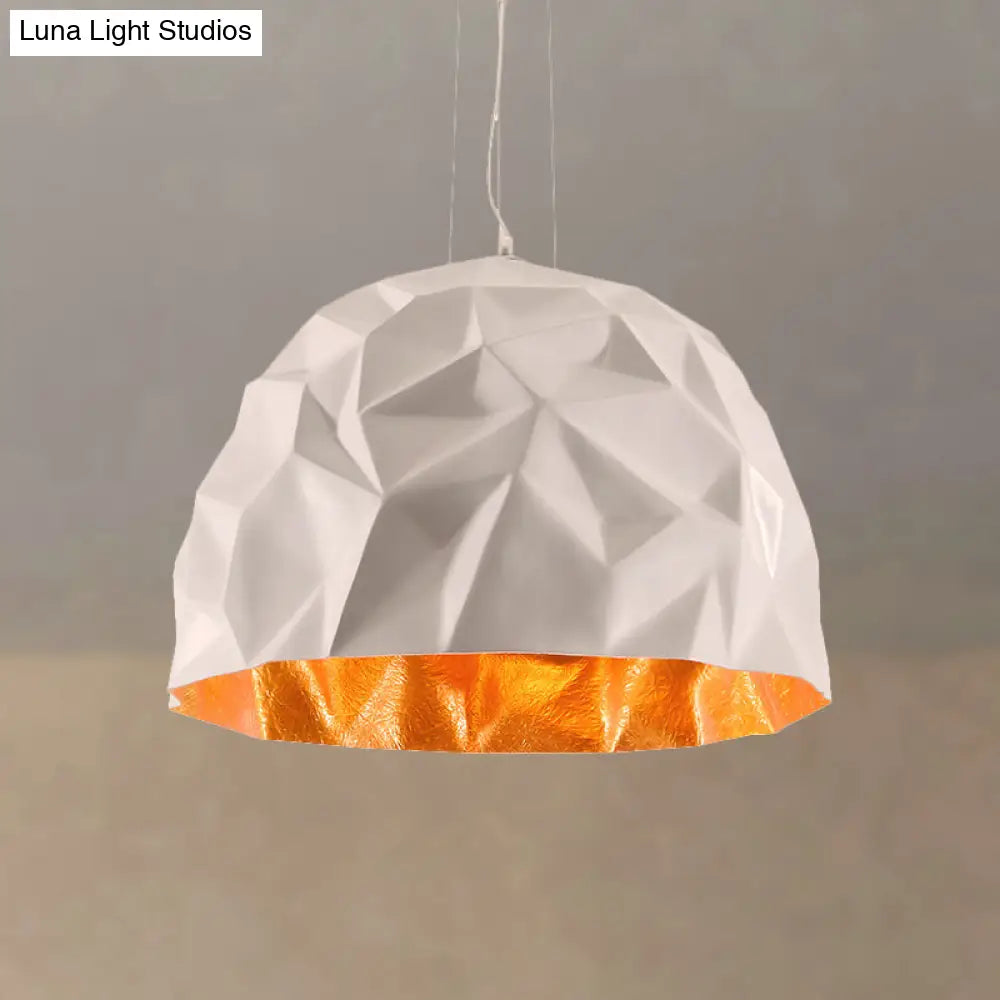 Loft Style Metallic Domed Pendant Ceiling Light Available In Black Or White - 16/19.5 Diameter Ideal