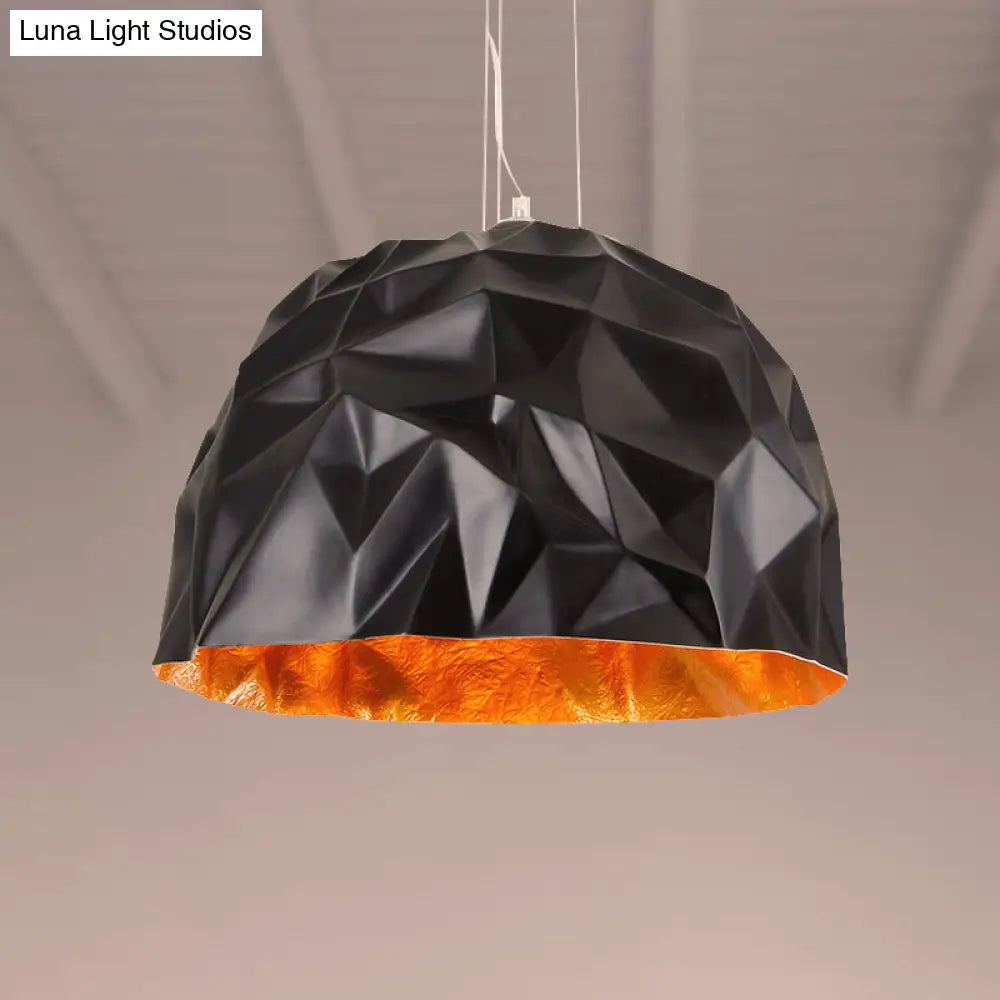 Loft Style Metallic Domed Pendant Ceiling Light Available In Black Or White - 16/19.5 Diameter Ideal