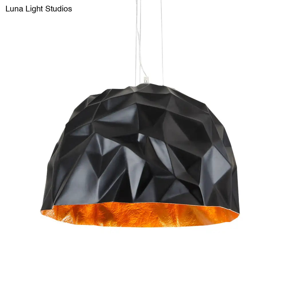 Loft Style Metallic Domed Pendant Ceiling Light Available In Black Or White - 16/19.5 Diameter Ideal