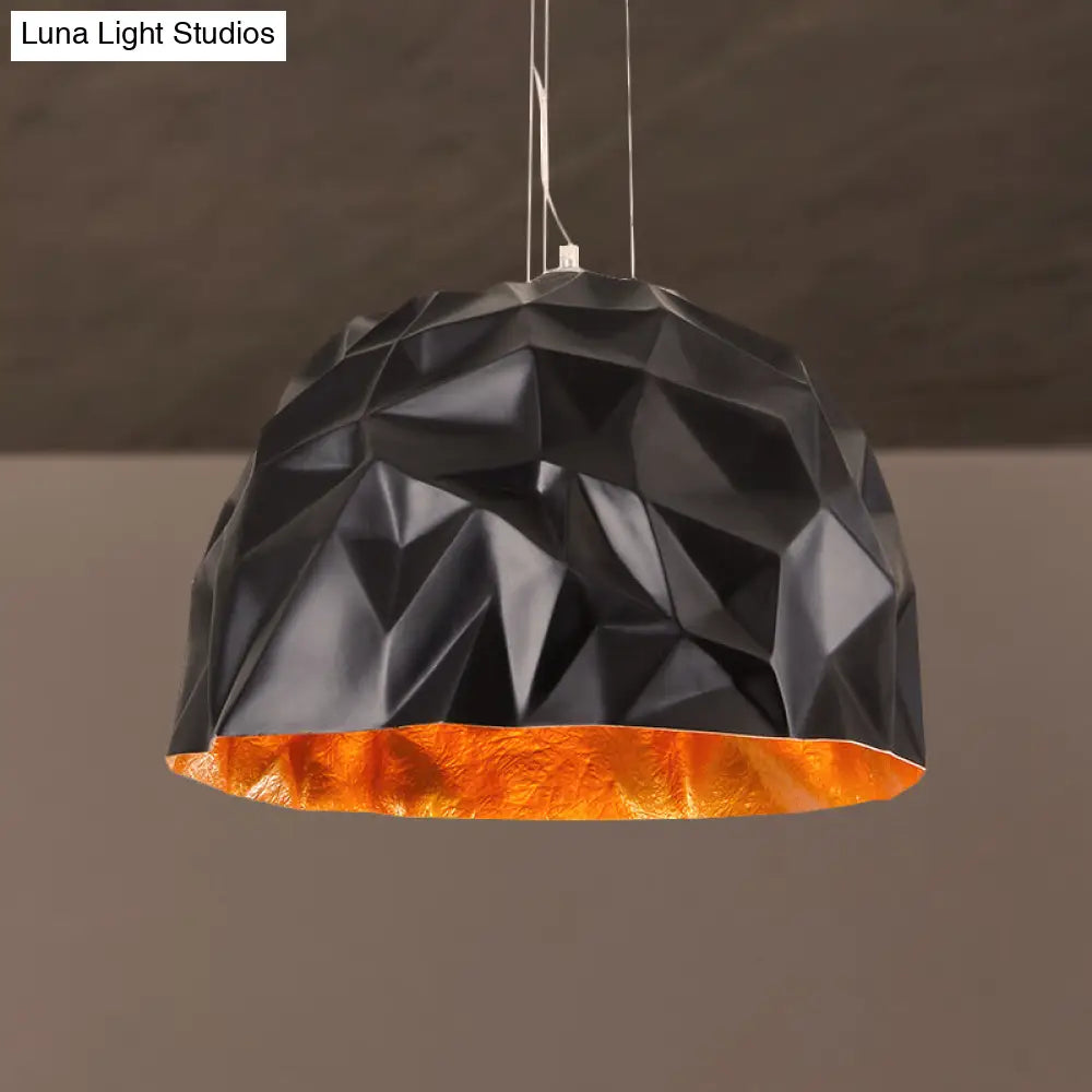 Loft Style Metallic Domed Pendant Ceiling Light Available In Black Or White - 16/19.5 Diameter Ideal