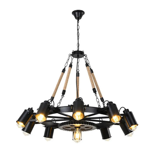 Metallic Factory Tube Chandelier Pendant Light Fixture - 7/9/11 Lights In Black For Dining Room 11 /