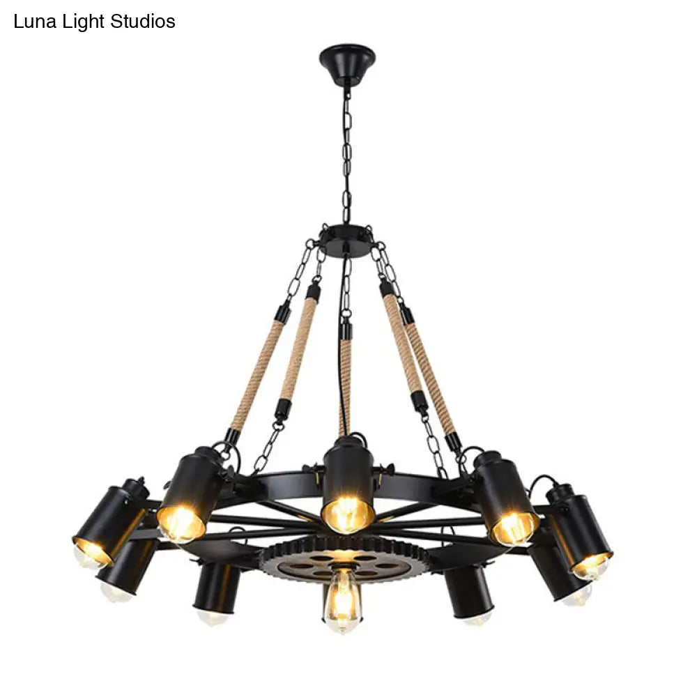 Black Metallic Pendant Chandelier - Factory Tube Design With 7/9/11 Lights For Dining Room 11 /