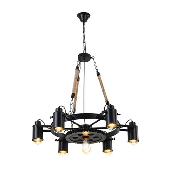 Metallic Factory Tube Chandelier Pendant Light Fixture - 7/9/11 Lights In Black For Dining Room 7 /