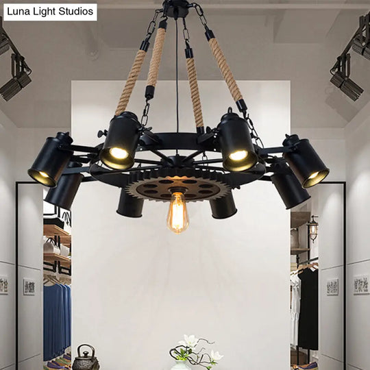 Black Metallic Pendant Chandelier - Factory Tube Design With 7/9/11 Lights For Dining Room 9 /