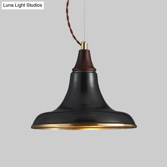 Metallic Suspension Light With Farmhouse Black Finish - Flare Pendant Lamp