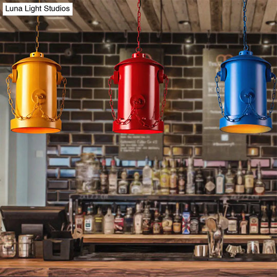 Metallic Fire Hydrant Hanging Light: Creative 1-Light Suspension For Restaurant Bar