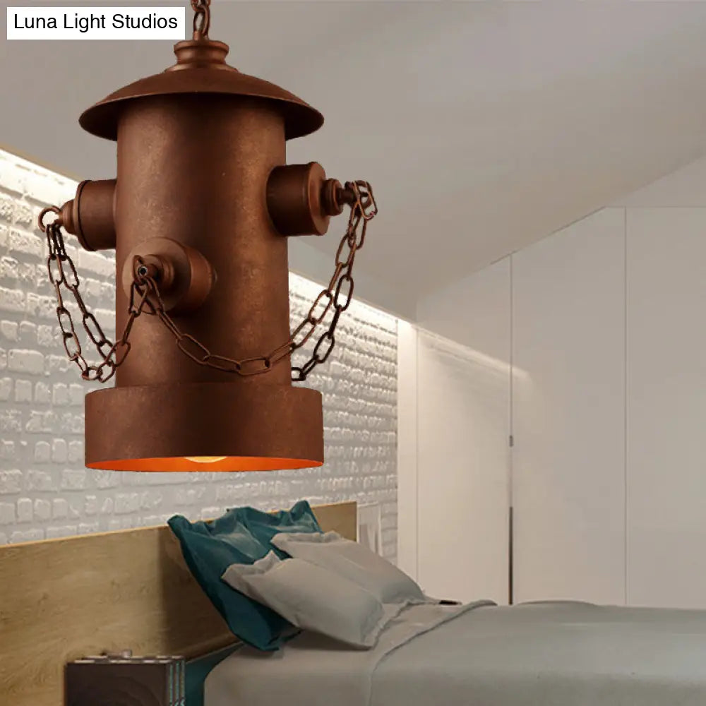 Metallic Fire Hydrant Hanging Light: Creative 1-Light Suspension For Restaurant Bar