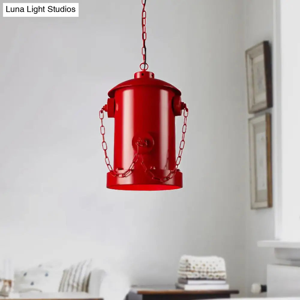 Metallic Fire Hydrant Hanging Light: Creative 1-Light Suspension For Restaurant Bar