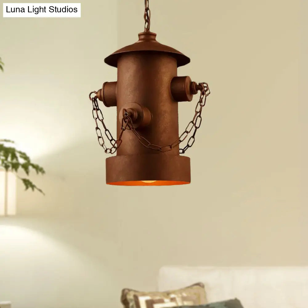 Metallic Fire Hydrant Hanging Light: Creative 1-Light Suspension For Restaurant Bar