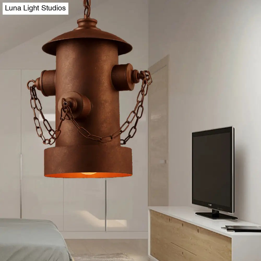 Metallic Fire Hydrant Hanging Light: Creative 1-Light Suspension For Restaurant Bar