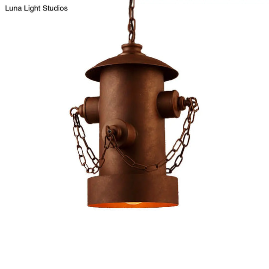 Metallic Fire Hydrant Hanging Light: Creative 1-Light Suspension For Restaurant Bar