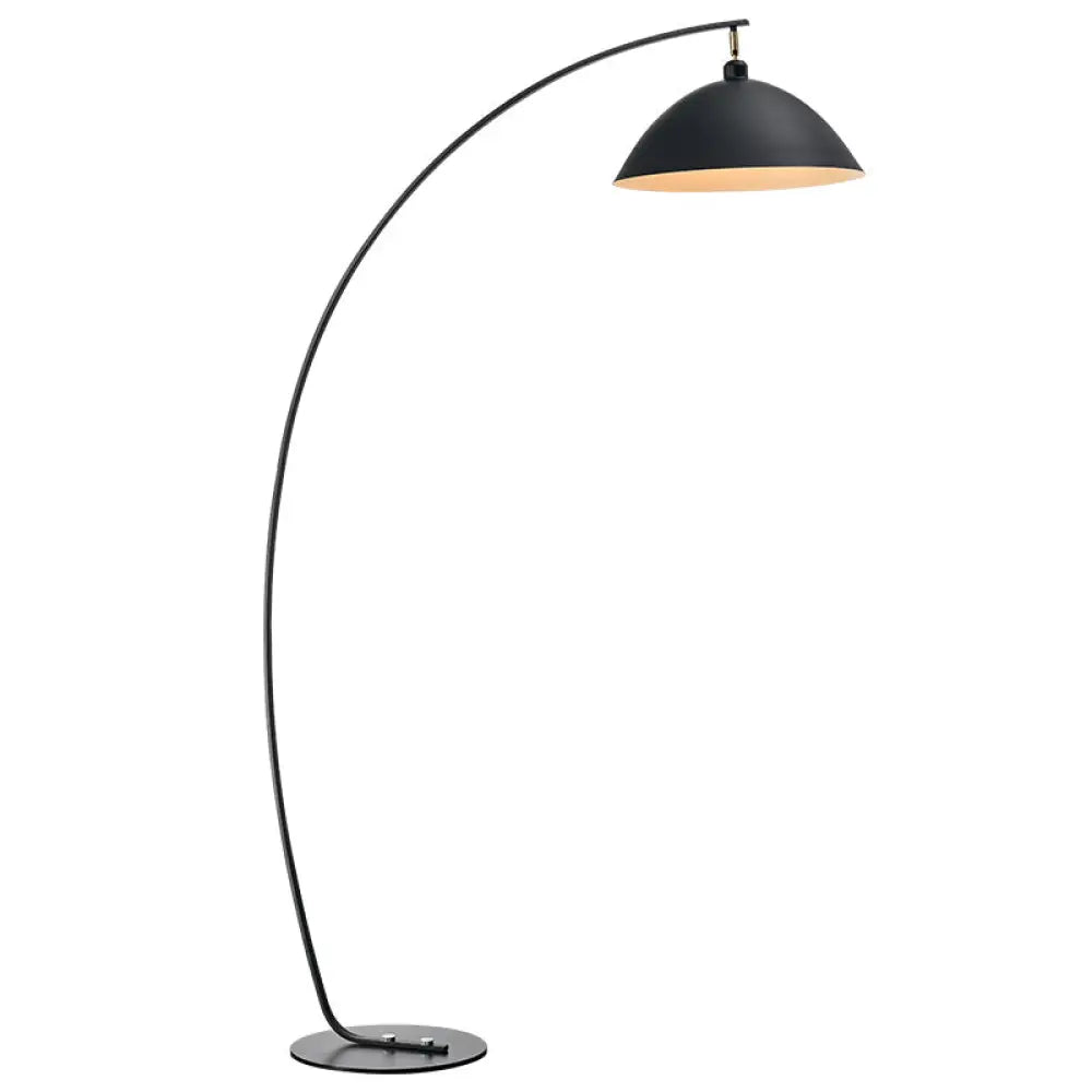 Metallic Fishing Rod Floor Lamp - Macaron 1 Head Stand Light With Lampshade Black / Barn