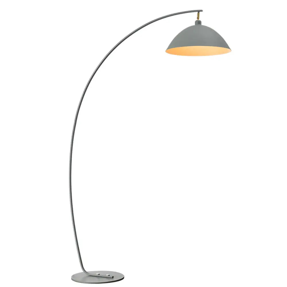 Metallic Fishing Rod Floor Lamp - Macaron 1 Head Stand Light With Lampshade Grey / Barn