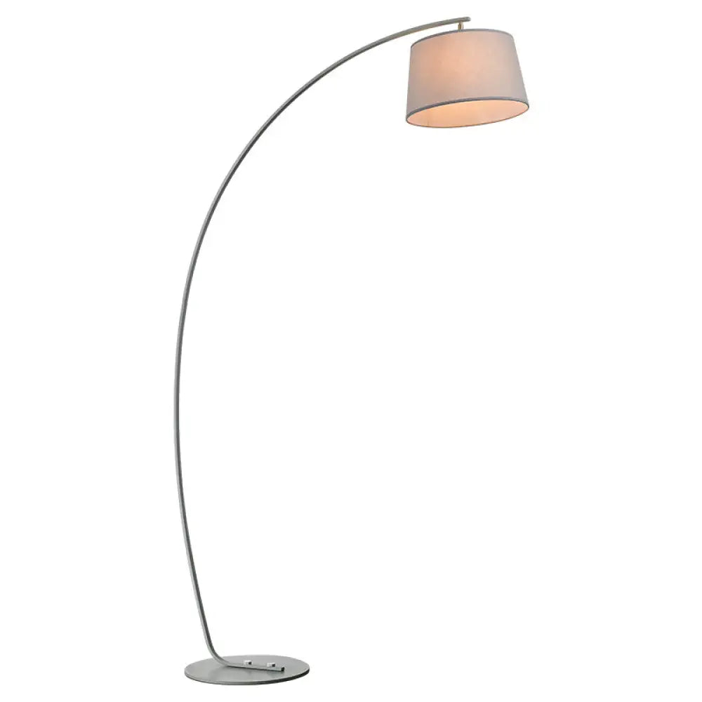 Metallic Fishing Rod Floor Lamp - Macaron 1 Head Stand Light With Lampshade Grey / Barrel