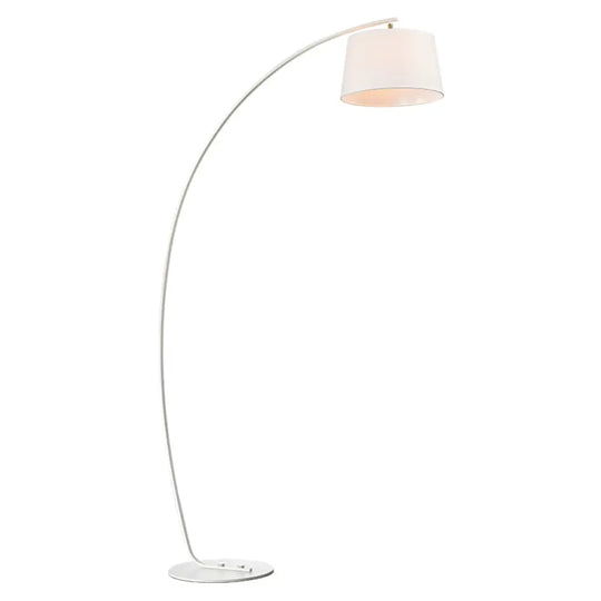 Metallic Fishing Rod Floor Lamp - Macaron 1 Head Stand Light With Lampshade White / Barrel