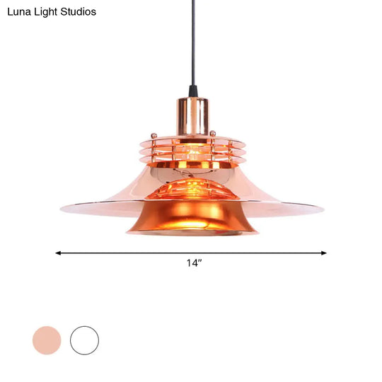 Metallic Flared Pendant Lamp: 1-Light Industrial Indoor Lighting For Dining Room