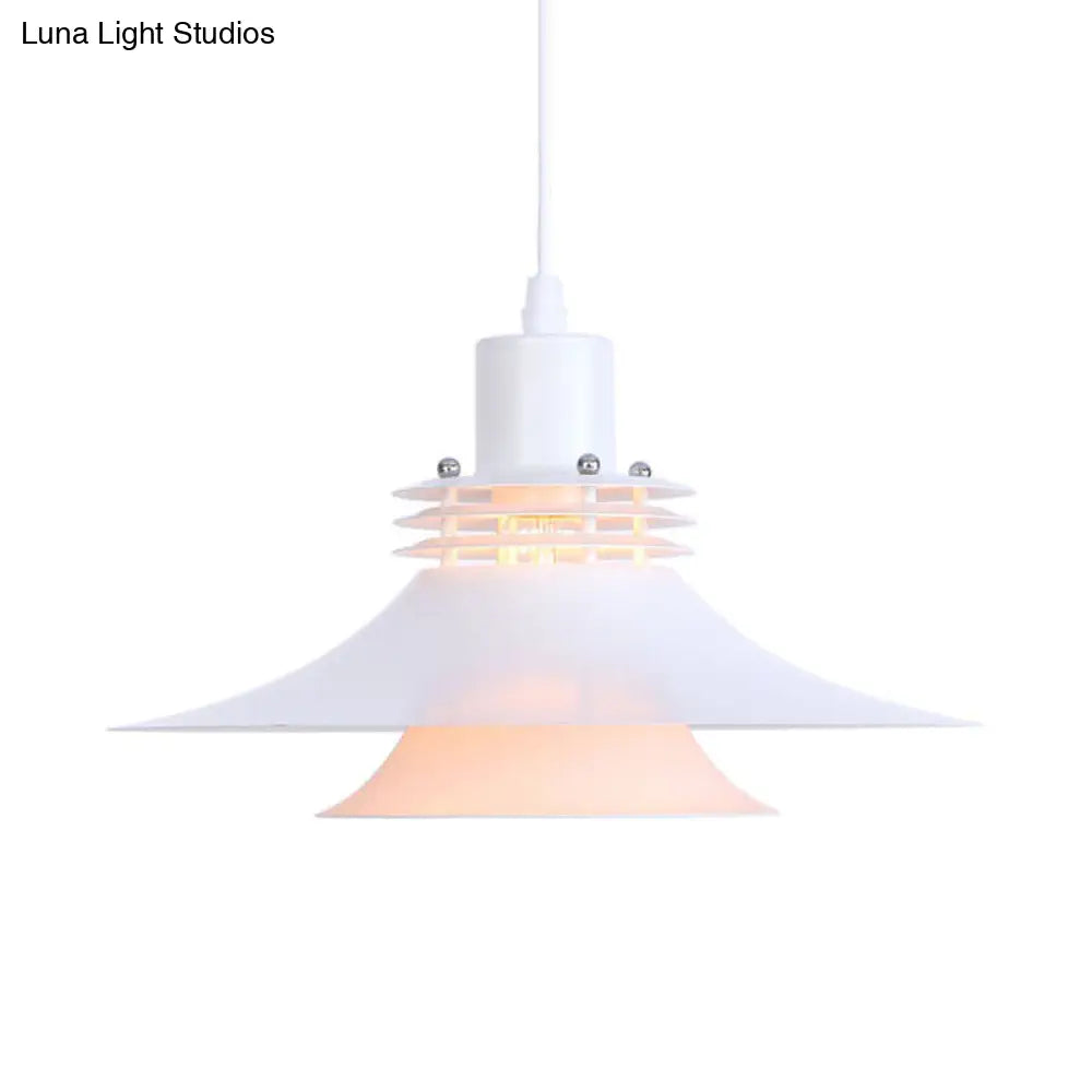 Industrial Metallic Pendant Lamp For Dining Room - 1 Light Flared Design