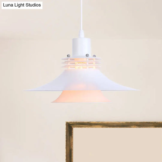 Industrial Metallic Pendant Lamp For Dining Room - 1 Light Flared Design