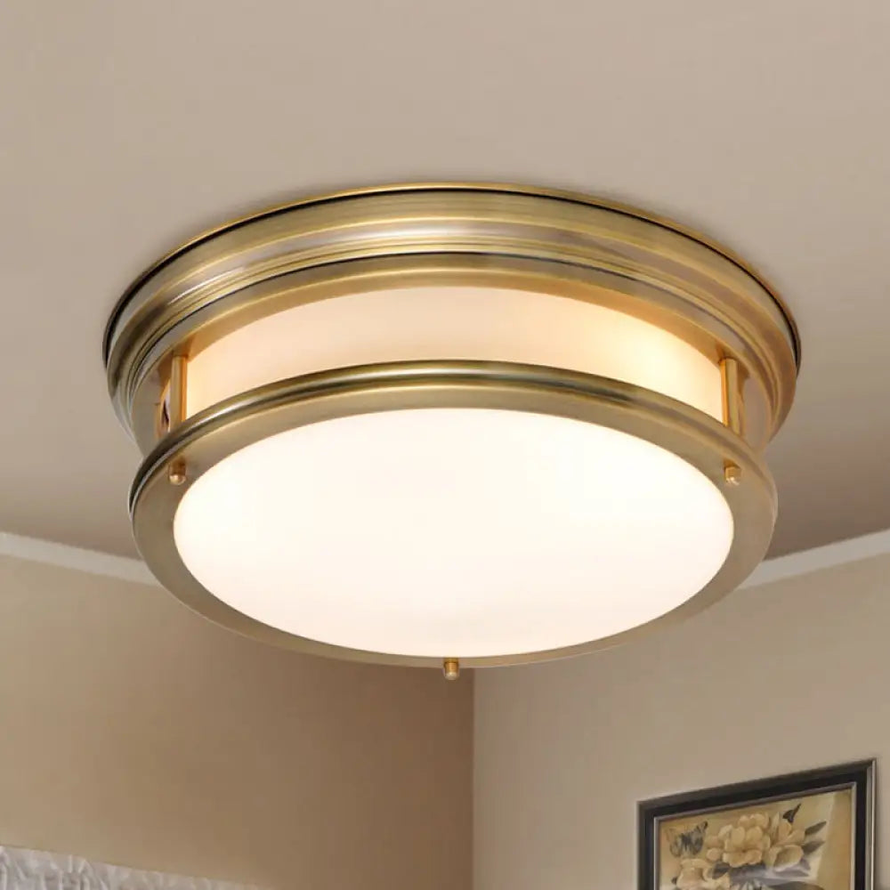 Metallic Flush Mount Lamp: Colonial 3 - Light Ceiling Fixture - Gold