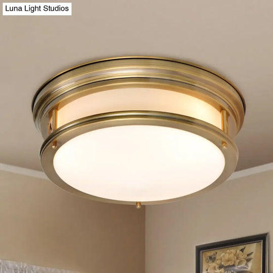 Metallic Flush Mount Lamp: Colonial 3-Light Ceiling Fixture - Gold