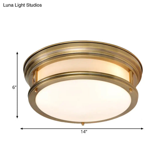 Metallic Flush Mount Lamp: Colonial 3 - Light Ceiling Fixture - Gold