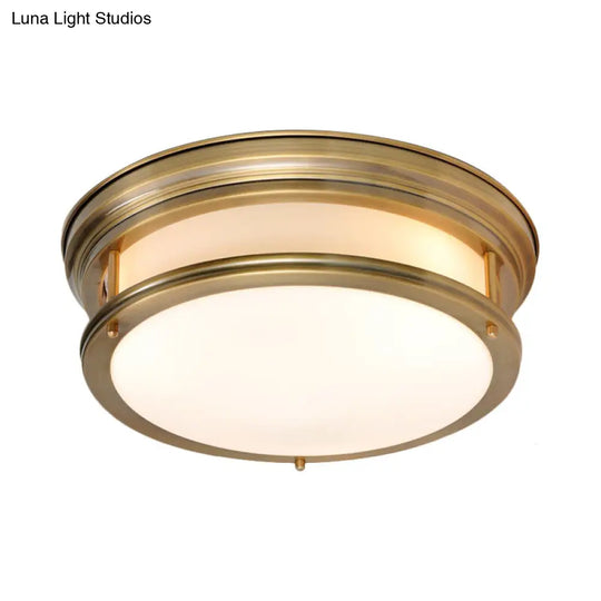 Metallic Flush Mount Lamp: Colonial 3-Light Ceiling Fixture - Gold