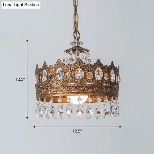 Metallic Geometrical Pendant Lamp Kit For Dining Room Suspension - 1 Head Traditional Design