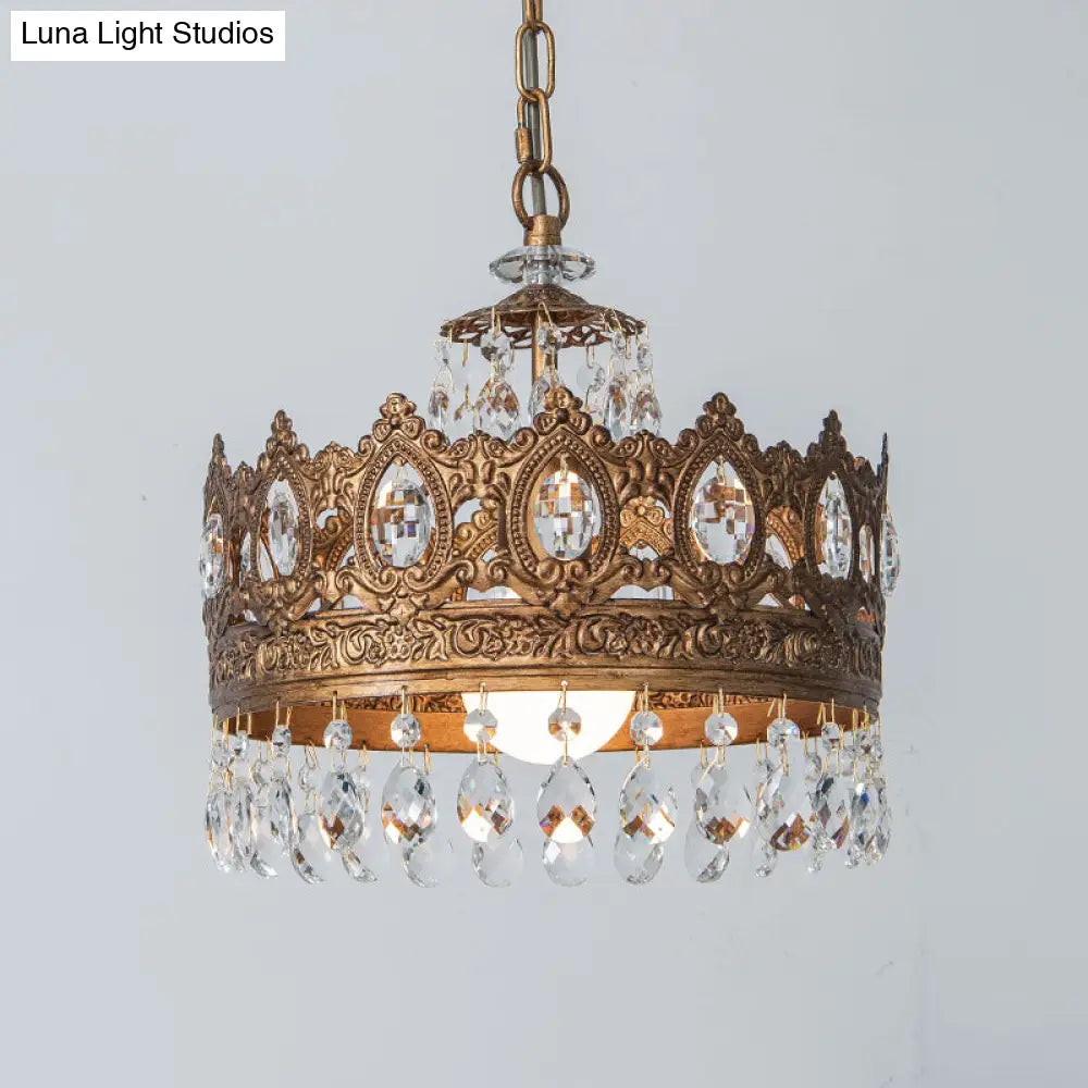 Metallic Geometrical Pendant Lamp Kit For Dining Room Suspension - 1 Head Traditional Design