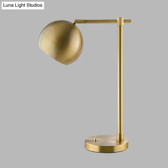 Metallic Gold Led Ball Night Lamp For Bedroom With Plug-In Cord - Industrial Desk Lighting