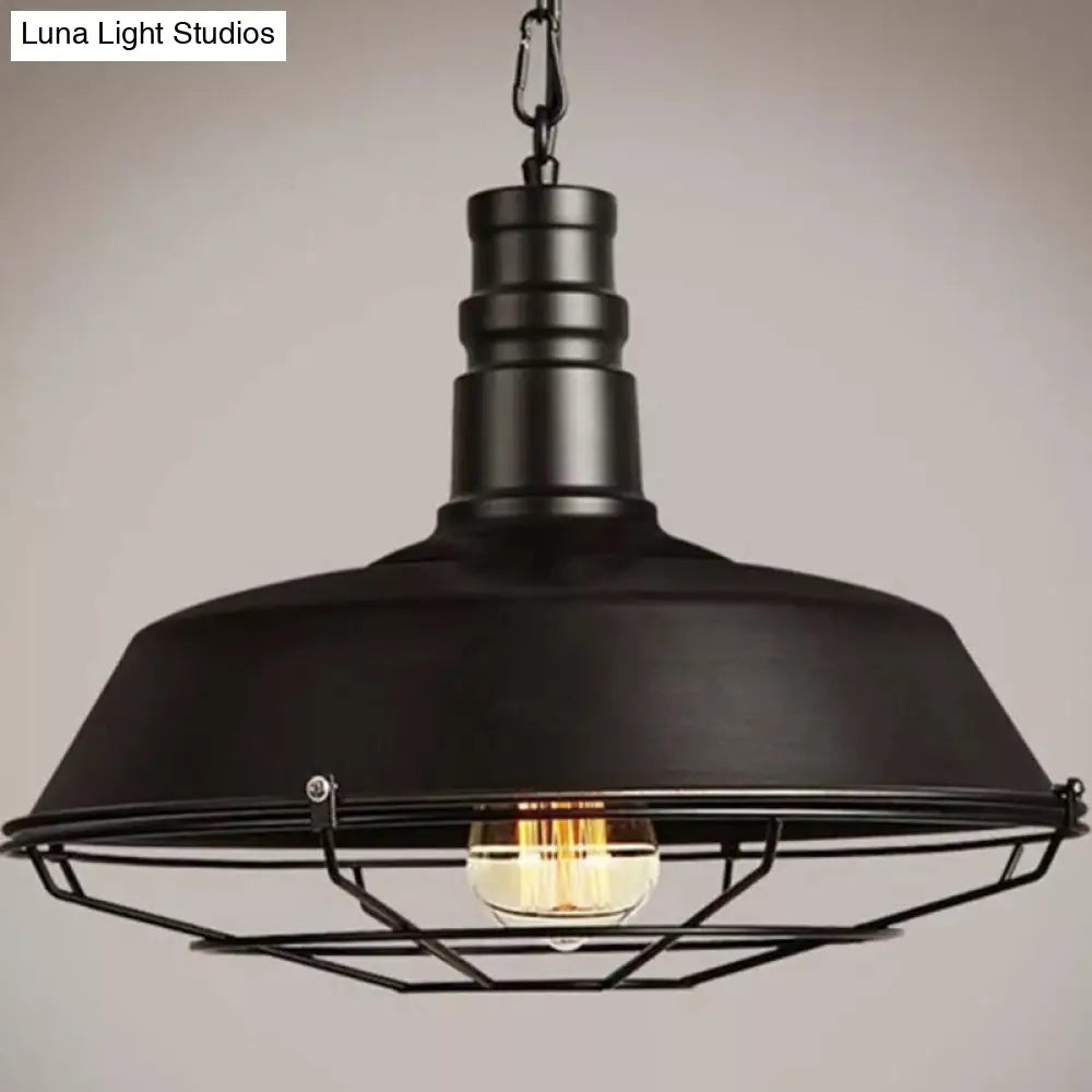 Simplicity 1-Bulb Metallic Hanging Pendant Light For Restaurants With Pot Cover Design Black / 10