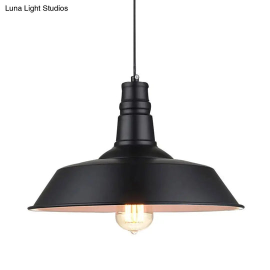 Simplicity 1-Bulb Metallic Hanging Pendant Light For Restaurants With Pot Cover Design Black Outer &