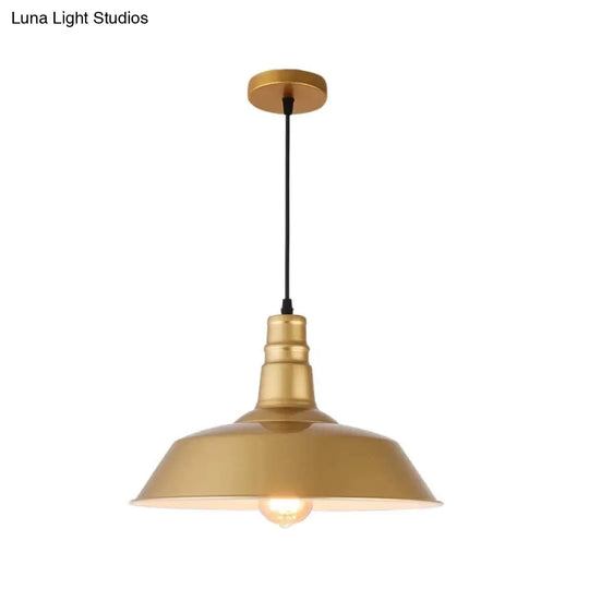 Simplicity 1-Bulb Metallic Hanging Pendant Light For Restaurants With Pot Cover Design Gold / 10