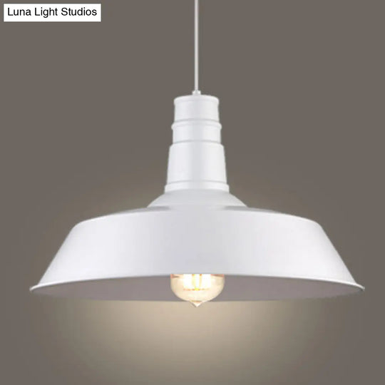 Simplicity 1-Bulb Metallic Hanging Pendant Light For Restaurants With Pot Cover Design White / 10