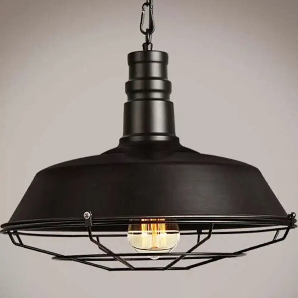 Metallic Hanging Light With 1 Bulb For Restaurant Pendant Fixture Black / 10’