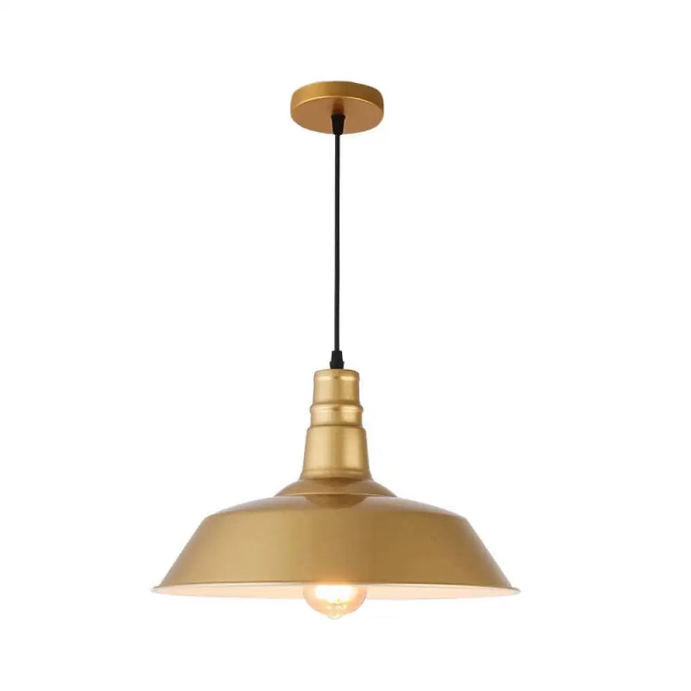 Metallic Hanging Light With 1 Bulb For Restaurant Pendant Fixture Gold / 10’