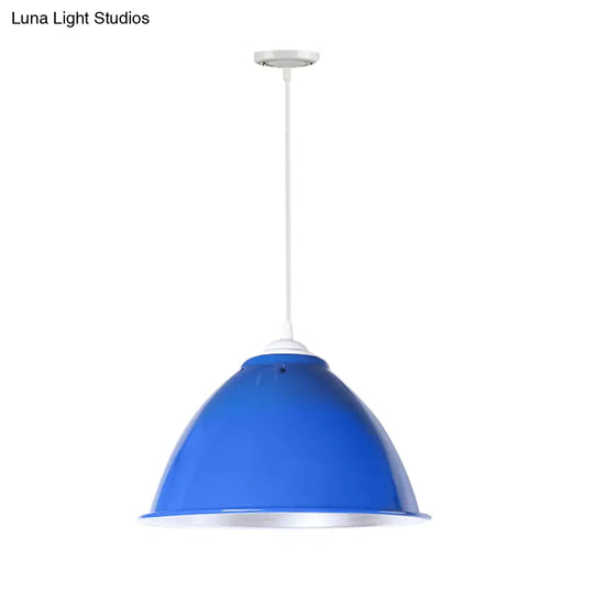 Metallic Industrial Hanging Ceiling Light With Adjustable Cord - 1 Head Pendant Lamp