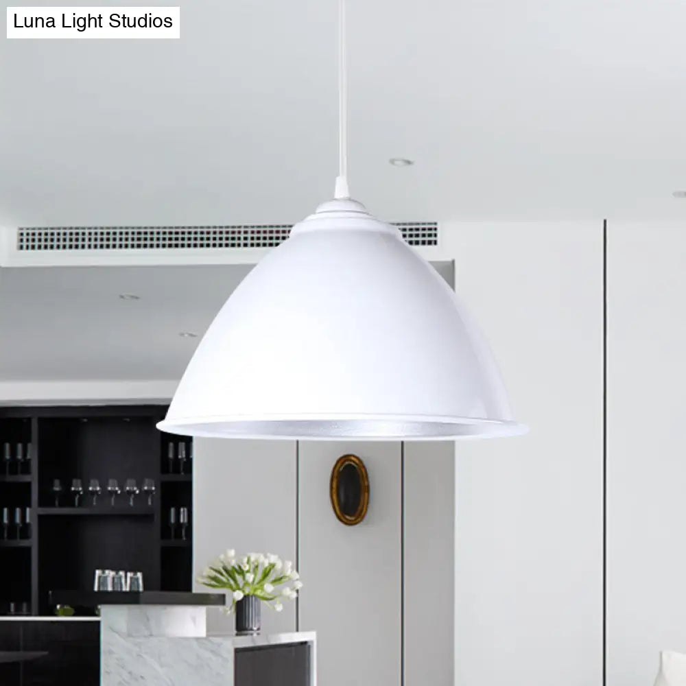 Metallic Industrial Hanging Ceiling Light With Adjustable Cord - 1 Head Pendant Lamp