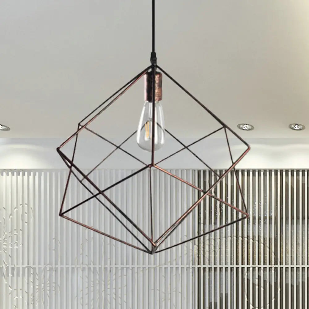 Metallic Industrial Pendant Lamp - Rust/Aged Silver 1 Head Perfect For Restaurants Rust