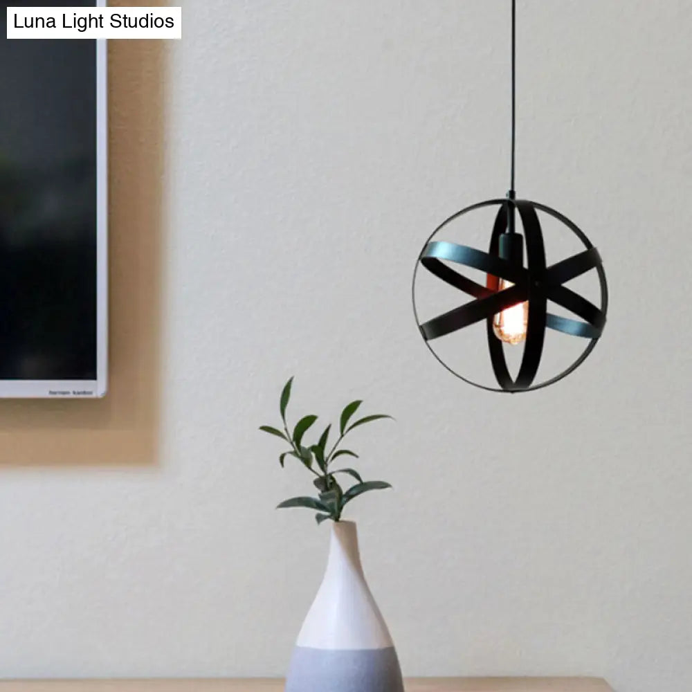 Metallic Interlocking Ring Pendant Lamp - Industrial 1-Head Downlight For Dining Room