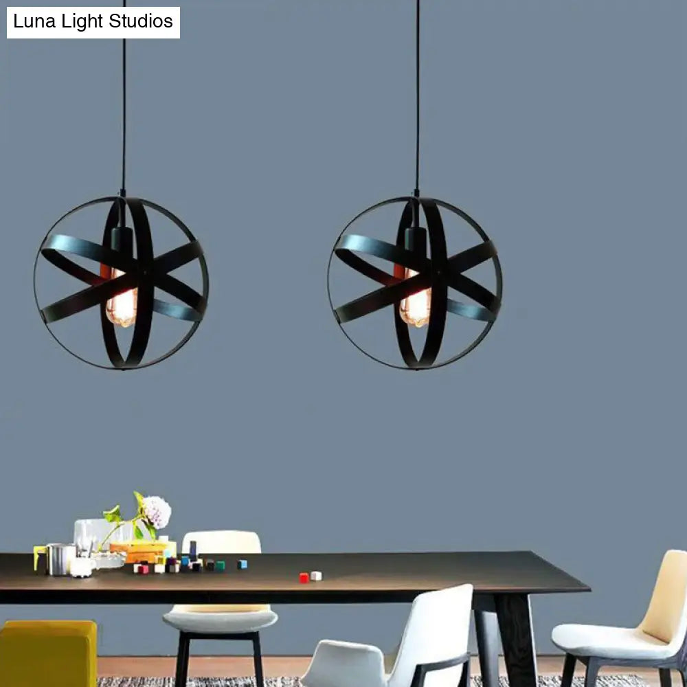 Metallic Interlocking Ring Pendant Lamp - Industrial 1-Head Downlight For Dining Room