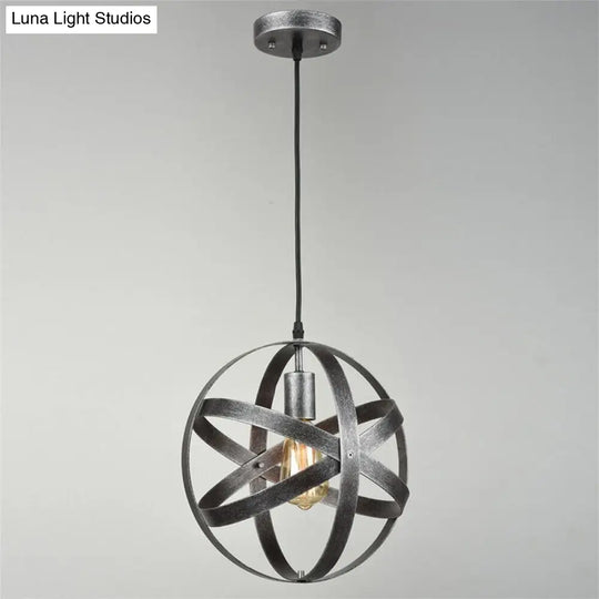 Metallic Interlocking Ring Pendant Lamp - Industrial 1-Head Downlight For Dining Room