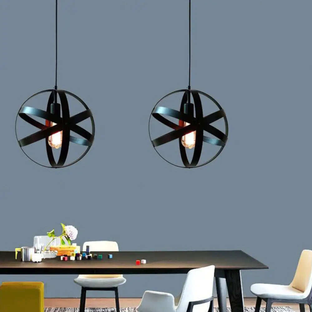 Metallic Interlocking Ring Pendant Lamp With Industrial Style – 1 Head Dining Room Down Lighting