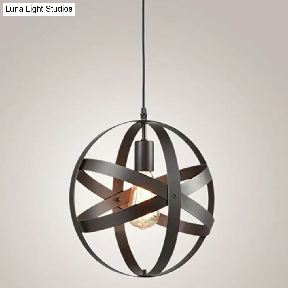 Metallic Interlocking Ring Pendant Lamp - Industrial 1-Head Downlight For Dining Room