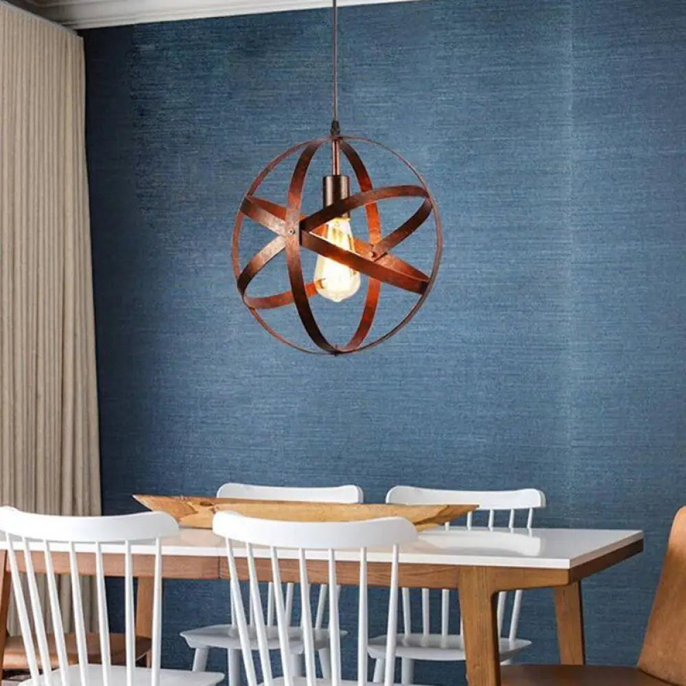 Metallic Interlocking Ring Pendant Lamp With Industrial Style – 1 Head Dining Room Down Lighting