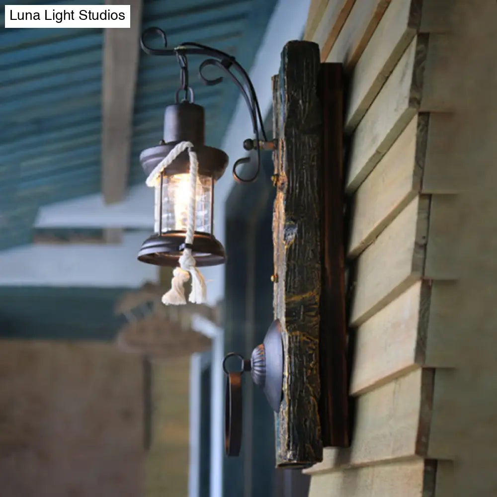 Metallic Lantern Wall Light - Antique Bronze Finish