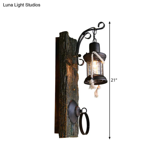 Metallic Lantern Wall Light - Antique Bronze Finish