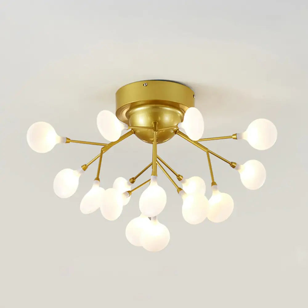 Metallic Led Bedroom Chandelier - Minimalist Flush Mount Light Fixture 15 / Gold A