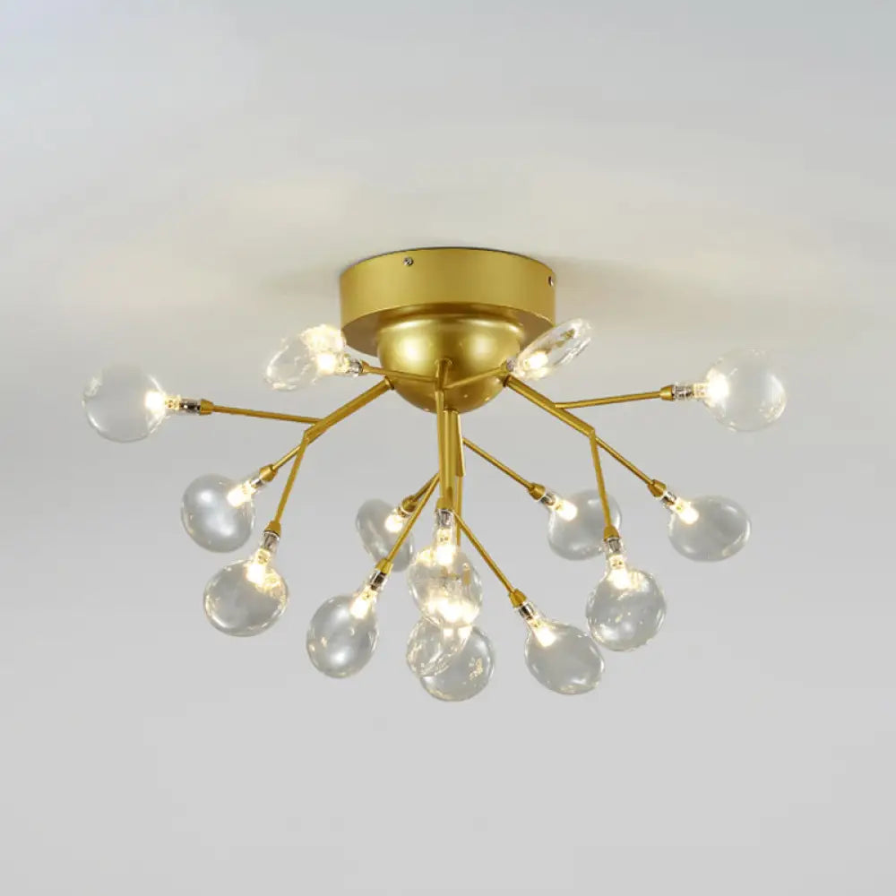 Metallic Led Bedroom Chandelier - Minimalist Flush Mount Light Fixture 15 / Gold B